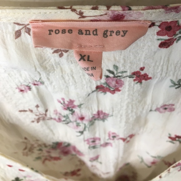 Floral Tie-Front Blouse - Cream and Pink - Picture 6 of 16